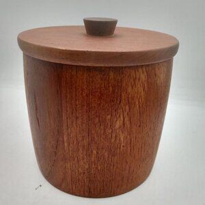 Genuine Burma Teak Wood Anri Form Lidded Canister With Cork Base